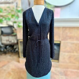 Diane von Furstenberg Sheer Black Beaded Silk Dress | Size 0